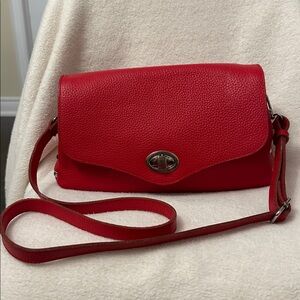 Elegant Red Leather Shoulder/crossbody Bag